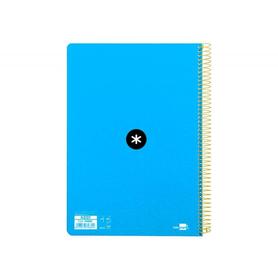 Cuaderno espiral liderpapel a4 micro antartik tapa dura 80h 100 gr cuadro 5mm sin bandas 4 taladros color azul