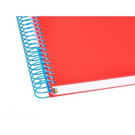 Cuaderno espiral liderpapel a5 micro antartik tapa forrada 120h 100g liso con bandas 6 taladros color rojo