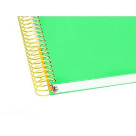 Cuaderno espiral liderpapel a4 micro antartik tapa forrada 120h 100 gr liso con bandas 4 taladros color verde fluor