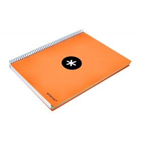 Cuaderno espiral liderpapel a4 micro antartik tapa forrada 120h 100 gr cuadro5mm 5 bandas 4 taladros color naranja flulu