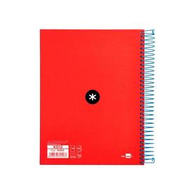 Cuaderno espiral liderpapel a5 micro antartik tapa forrada 120h 100 gr horizontal 5 bandas 6 taladros color rojo.
