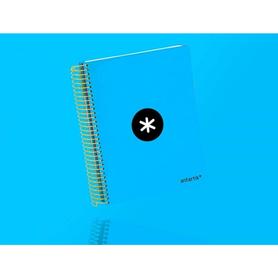 Cuaderno espiral liderpapel a5 micro antartik tapa forrada 120h 100 gr horizontal 5 bandas 6 taladros color azul