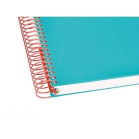 Cuaderno espiral liderpapel a4 micro antartik tapa forrada 120h 100 gr horizontal 5 bandas 4 taladros color turquesa