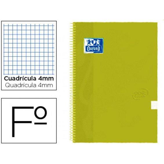 Cuaderno espiral oxford tapa extradura folio 80 h cuadricula 4 mm lima touch