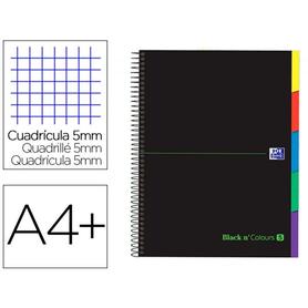 Cuaderno espiral oxford ebook 5 tapa extradura din a4+ 100 h con separadores cuadricula 5 mm blackn colors verde