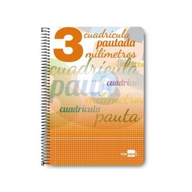 Cuaderno espiral liderpapel folio pautaguia tapa dura 80h 75 gr cuadro pautado 3 mmcon margen colores surtidos