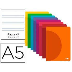 Libreta liderpapel 360 tapa de plastico a5 48 hojas 90g/m2 pauta 4 3,5mm con margen colores surtidos
