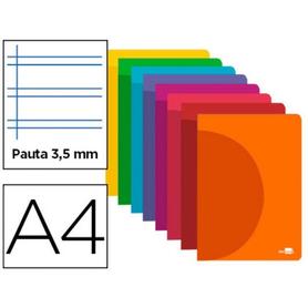 Libreta liderpapel 360 tapa de plastico a4 48 hojas 90g/m2 pauta 4 3,5mm con margen colores surtidos