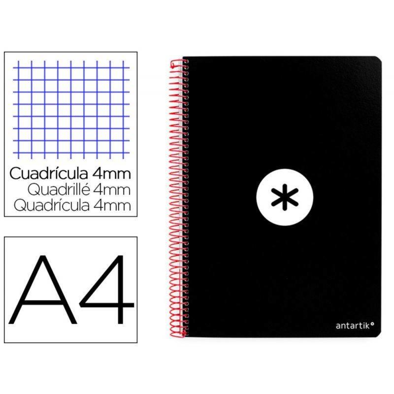 Cuaderno espiral liderpapel a4 antartik tapa dura 80h 100gr cuadro 4mm con margen color negro