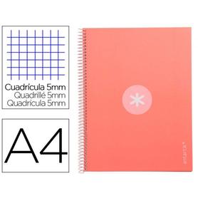 Cuaderno espiral liderpapel a4 micro antartik tapa forrada 80h 90 gr cuadro 5mm 1 banda 4 taladros rosa claro