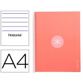 Cuaderno espiral liderpapel a4 micro antartik tapa forrada80h 90 gr horizontal 1 banda 4 taladros color rosa claro