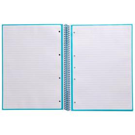 Cuaderno espiral liderpapel a4 micro antartik tapa forrada80h 90 gr horizontal 1 banda 4 taladros color turquesa