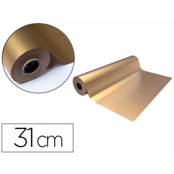 Papel de regalo basika metalizado oro bobina 31 cm