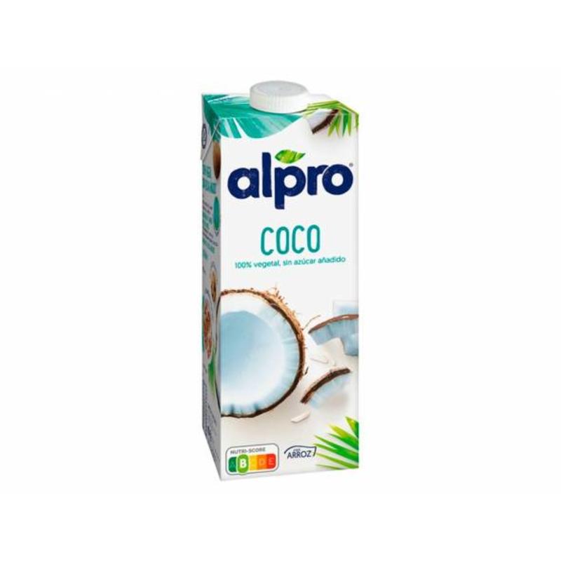 Bebida de coco con arroz alpro 100% vegetal sin azucar con calcio y vitaminas brik de 1 litro