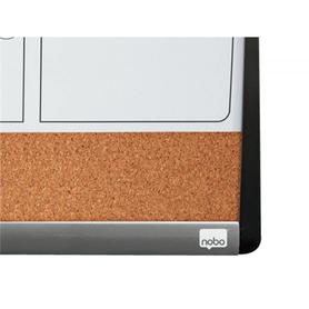 Planificador mensual nobo magnetico + tablero corcho horizontal con marco arqueado plata y negro 585x430 mm
