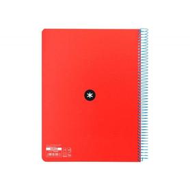 Cuaderno espiral liderpapel a4 micro antartik tapa plastico 120h 100 gr horizontal 5 bandas 4 taladros color rojo