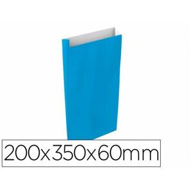 Sobre papel basika celulosa celeste con fuelle m 200x350x60 mm paquete de 25 unidades