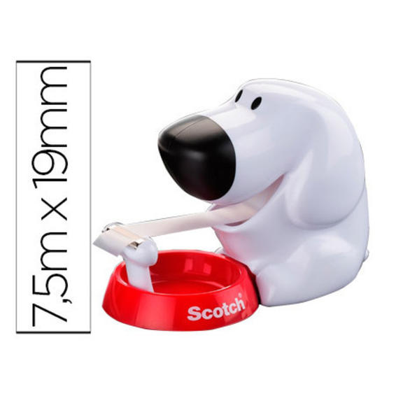 Portarrollo sobremesa scotch doggy c31 de 19mm x8,9 mt incluye rollo de cinta magic
