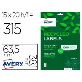 LR7160-15 - Etiqueta adhesiva avery blanca permanente reciclada 100% para impresora laser 63,5x38,1 mm caja de 315