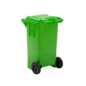 Papelera contenedor q-connect plastico verde para envases de vidrio 100l con tapa y ruedas 750x470x370 mm