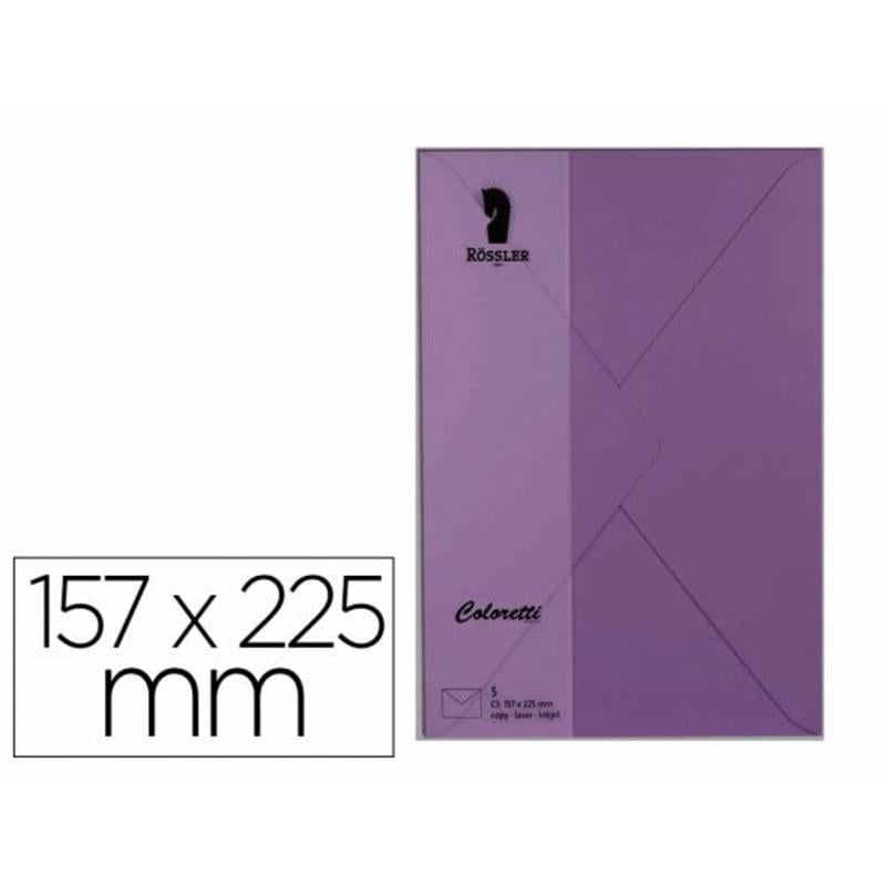 220711592 - Sobre rossler coloretti c5 color lila 157x225 mm pack de 5 unidades