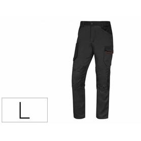 M2PA3STRGRGT - Pantalon de trabajo deltaplus con cintura elastica 7 bolsillos color gris-rojo talla l