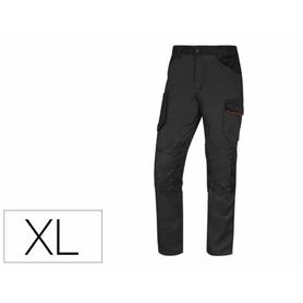 M2PA3STRGRXG - Pantalon de trabajo deltaplus con cintura elastica 7 bolsillos color gris-rojo talla xl