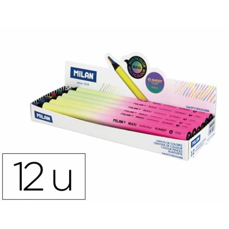 0717251512SN - Lapices de colores milan serie sunset redondo multicolor caja de 12 unidades