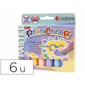 18401 - Tempera solida en barra playcolor pastel one caja de 6 unidades colores surtidos