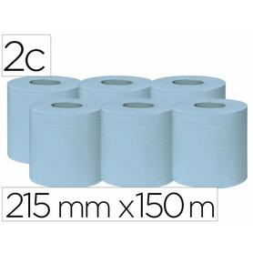 18688 - Papel secamanos bunzl greensource 2 capas celulosa reciclada azul 215 mm x 150 mt paquete de 6 rollos
