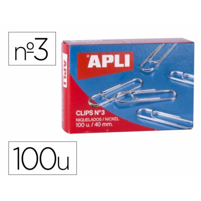 Clips apli niquelados n 3 labiados 40 mm caja de 100 unidades - 11712