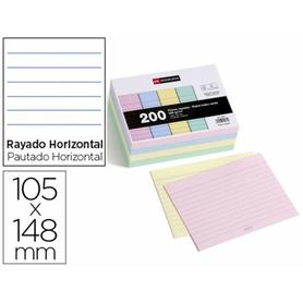 Ficha miquelrius rayada 105x148 mm colores pastel paquete de 200 unidades - MR10030