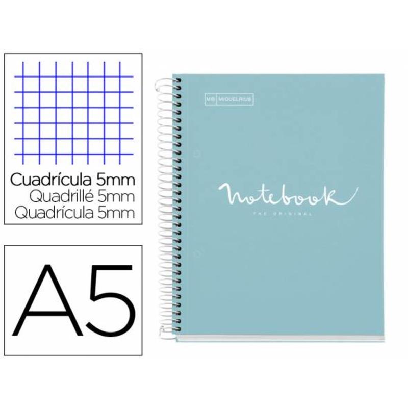 Cuaderno espiral miquelrius notebook 1 emotions tapa forrada din a5 microperforado 80 hojas 90g m2 cuadro 5 mm - MR46673