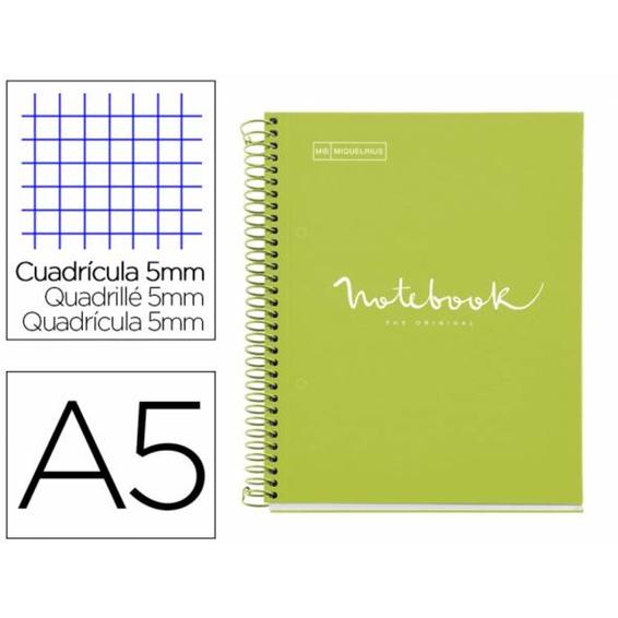Cuaderno espiral miquelrius notebook 1 emotions tapa forrada din a5 microperforado 80 hojas 90g m2 cuadro 5 mm - MR46684