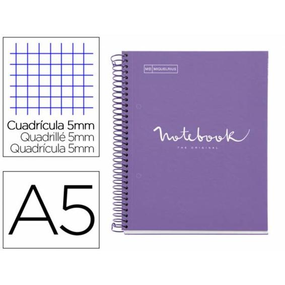 Cuaderno espiral miquelrius notebook 1 emotions tapa forrada din a5 microperforado 80 hojas 90g m2 cuadro 5 mm - MR46680
