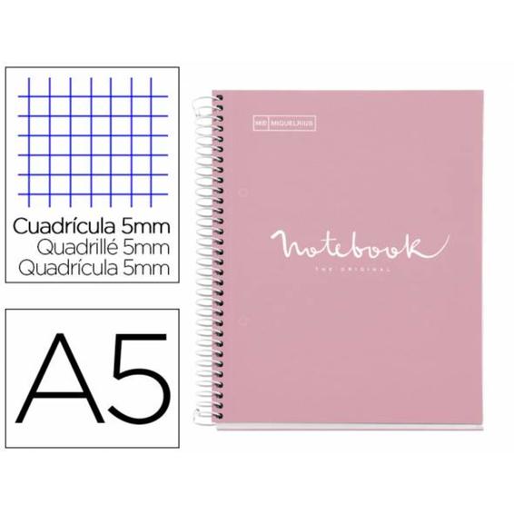 Cuaderno espiral miquelrius notebook 1 emotions tapa forrada din a5 microperforado 80 hojas 90g m2 cuadro 5 mm - MR46676