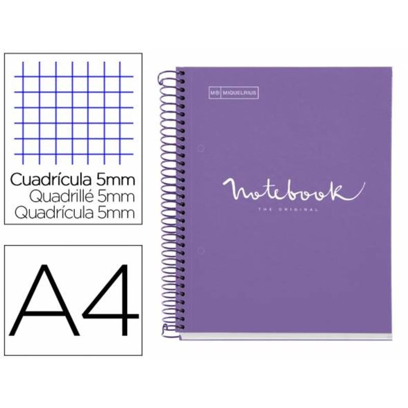 Cuaderno espiral miquelrius notebook 5 emotions tapa forrada din a4 microperforado 120 hojas 90g m2 cuadro 5 mm - MR46687