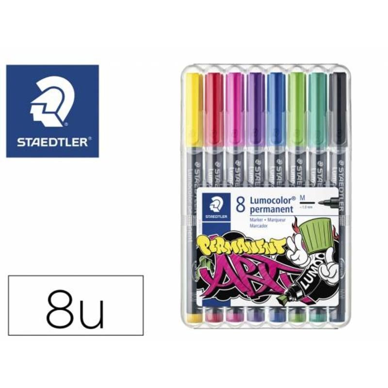 Rotulador staedtler lumocolor permanente art estuche de 8 unidades colores surtidos - 317 WP8-1