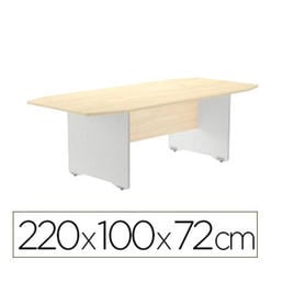 Mesa de reunion rocada meeting 3003ab01 estructura madera gris aluminio tablero madera haya 220x100x72 cm