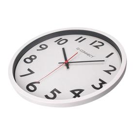 Reloj q-connect de pared plastico oficina redondo 34 cm marco blanco