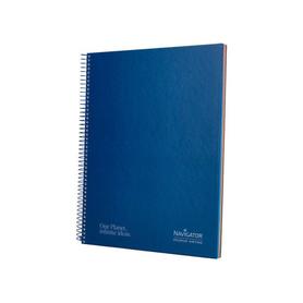 Cuaderno espiral navigator a4 micro a4 tapa forrada 120h 80gr cuadro 5mm 5 bandas 4 taladros color azul marino - NA29