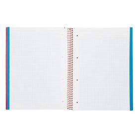 Cuaderno espiral navigator a4 micro a4 tapa forrada 120h 80gr cuadro 5mm 5 bandas 4 taladros color rojo - NA30