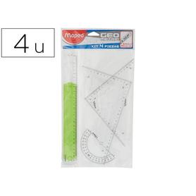 Juego escuadra y cartabon maped regla 30 cm y semicirculo plastico en petaca irrompible - 981710