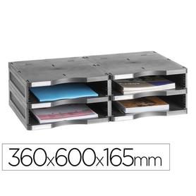 Archivador modular archivo 2000 archivodoc 4 casillas color negro 360x600x165 mm - 6522 NE