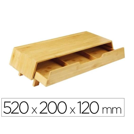 Soporte para pantalla cep bambu con cajon tres departamentos 520x200x120 mm - 2240030301