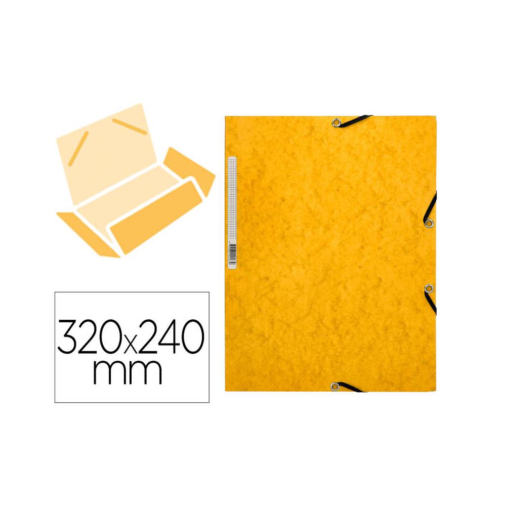 Carpeta q-connect gomas kf02166 carton simil-prespan solapas 320x243 mm amarilla