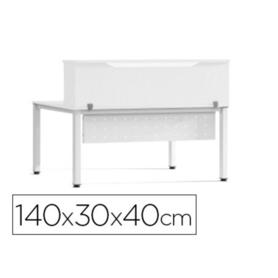Mostrador de altillo rocada valido para mesas work metal executive 140x30x40 cm acabado aw04 blanco/blanco