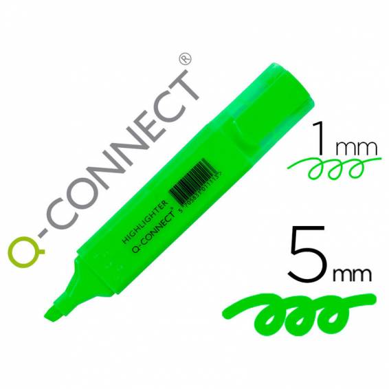 Rotulador q-connect fluorescente verde punta biselada