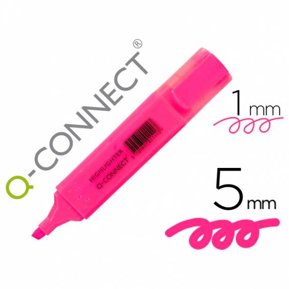 Rotulador q-connect fluorescente rosa punta biselada
