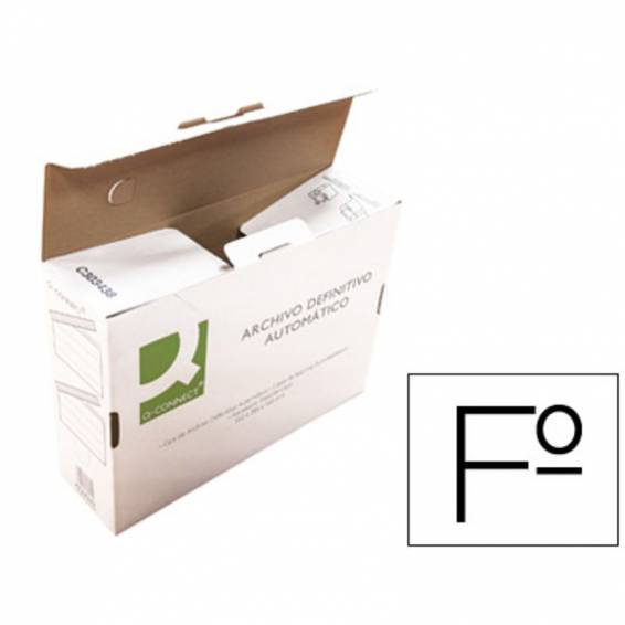 Caja archivo definitivo q-connect folio carton reciclado cierre con lengueta 255x360x100 mm